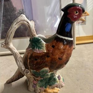 Handcrafted Pheasant Ceramic Pitcher
